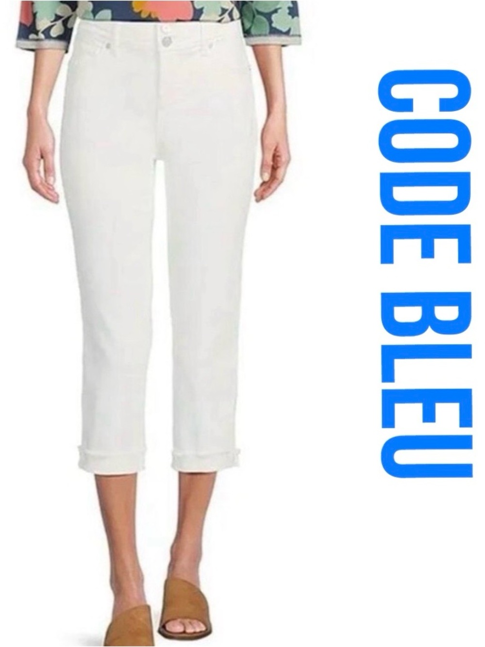 NWT $59 Code Bleu SOHO High Rise Straight Leg Capri – Bright White